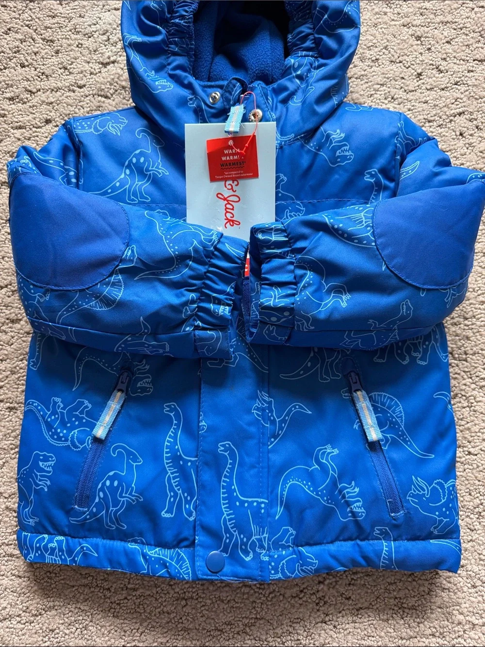 Cat & Jack 3-in-1 Snowplay Jacket Blue Dinosaur All-Weather Coat Boys 2T NWT